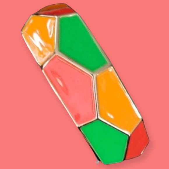 Amrita Singh Bohemian Neon Colored Enamel Cuff Gold Tone Bangle Bracelet NWT - Picture 4 of 11